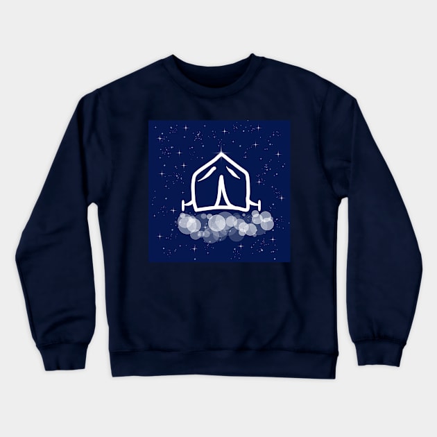 tourism, tent, accommodation, overnight stay, technology, light, universe, cosmos, galaxy, shine, concept Crewneck Sweatshirt by grafinya